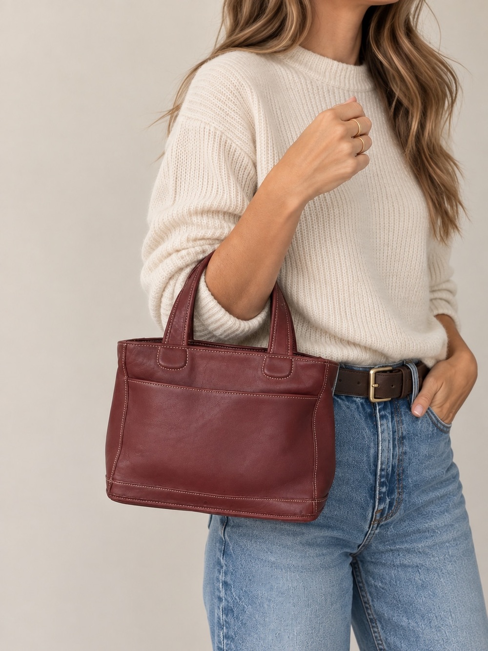 Vintage Coach 9303 Bleeker Burgundy Leather Satchel Bag